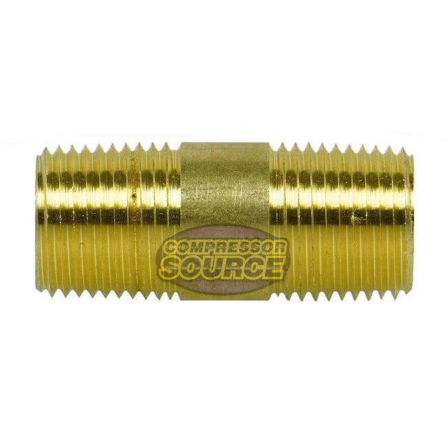 1/2" NPT x 2" Inch Solid Yellow Brass Nipple Extension 1200 PSI Maximum 117F2
