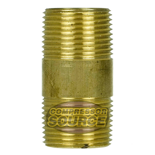 3/4" NPT x 2" Inch Long Solid Yellow Brass Nipple Extension 1200 PSI Max 117J2