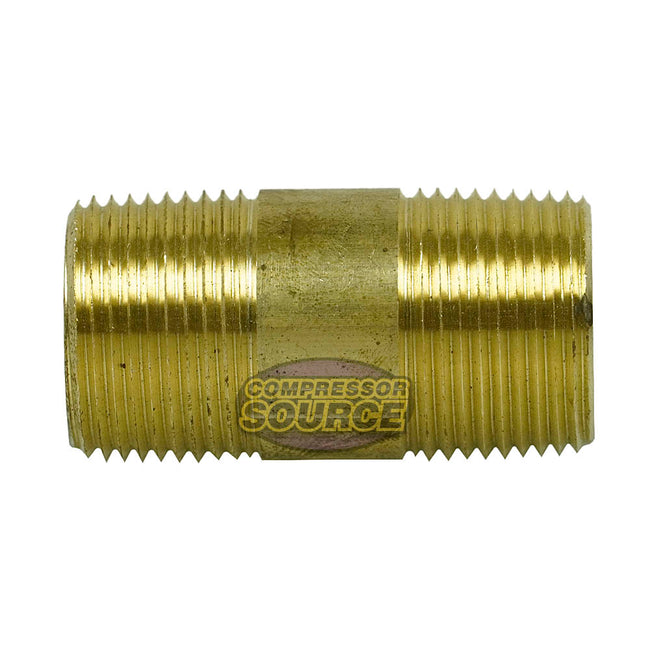 3/4" NPT x 2" Inch Long Solid Yellow Brass Nipple Extension 1200 PSI Max 117J2