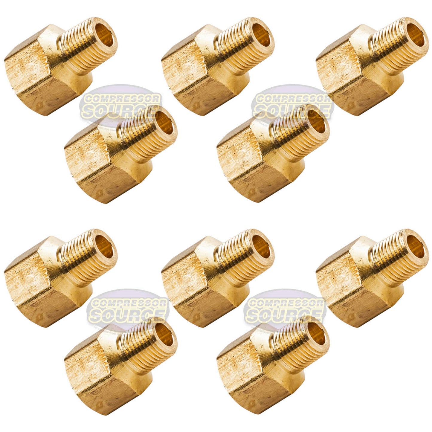 10 Pack 1/4" FNPT x 1/8" MNPT Pipe Adapter Brass Pressure Gauge Connector Extender