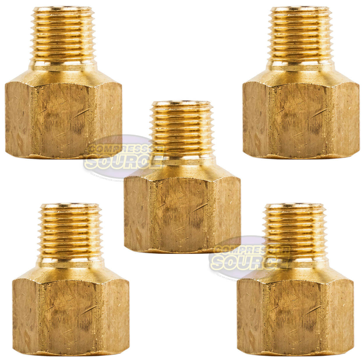 5 Pack 1/4" FNPT x 1/8" MNPT Pipe Adapter Brass Pressure Gauge Connector Extender