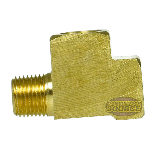 Triple 1/8" NPT Solid Brass Tee Fitting With 2 Female And 1 Male Threads 127A