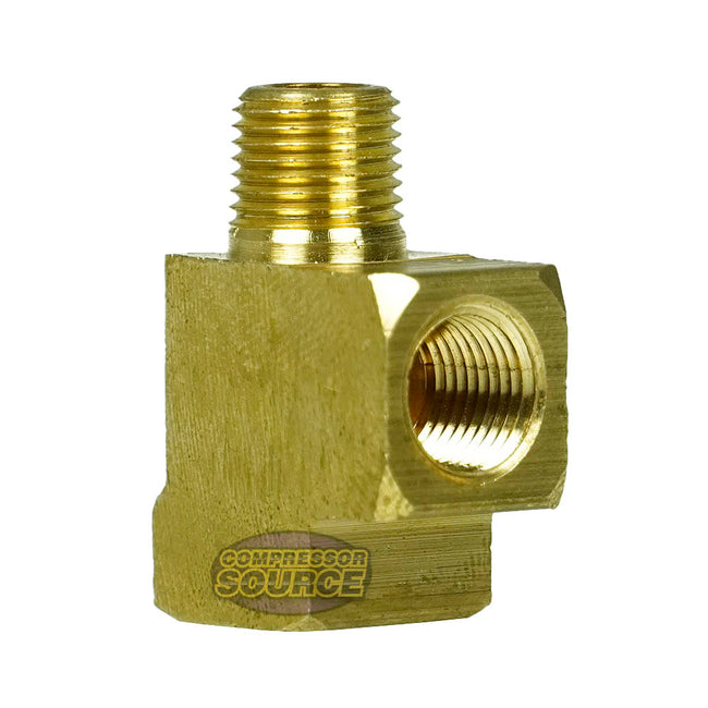 Triple 1/8" NPT Solid Brass Tee Fitting With 2 Female And 1 Male Threads 127A