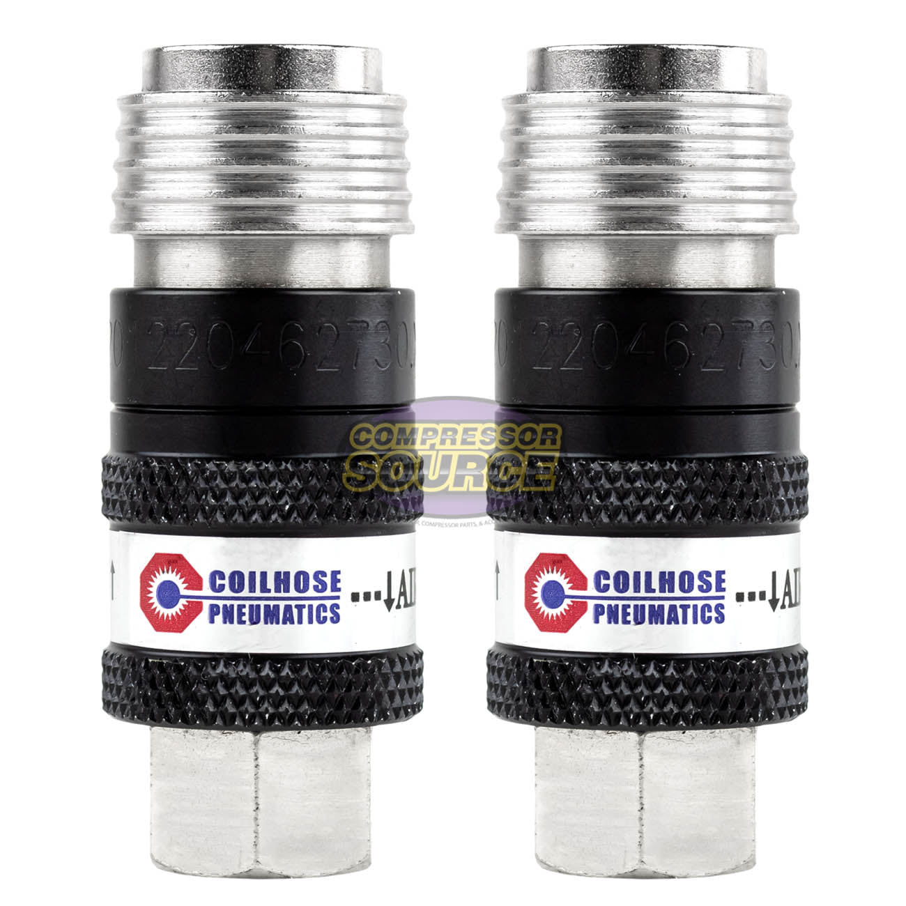Coilhose 5 in 1 Automatic Safety Exhaust Coupler 1/4" Body x 1/4" FNPT 2 Pack