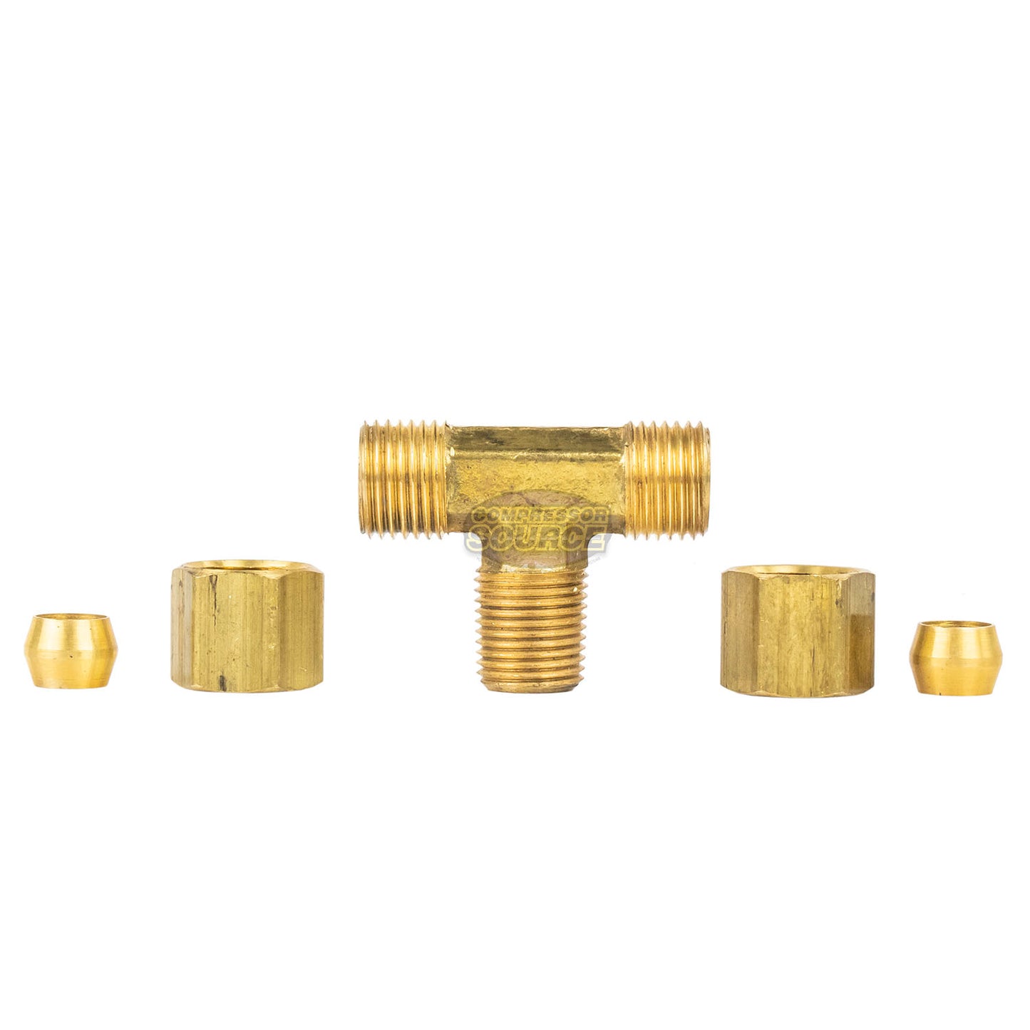 1/4" Compression Tee Fitting with 1/8" Male NPT Thread Brass Male Branch Tee 72C