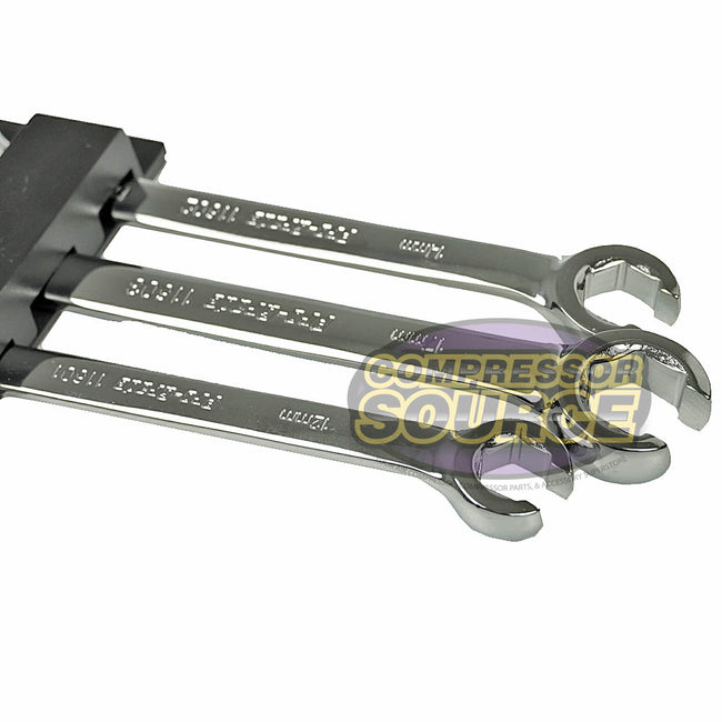 3 Pc Flare Nut Wrench Set Metric Brake Line 10mm - 17mm Auto Tools Flat Panel 19017