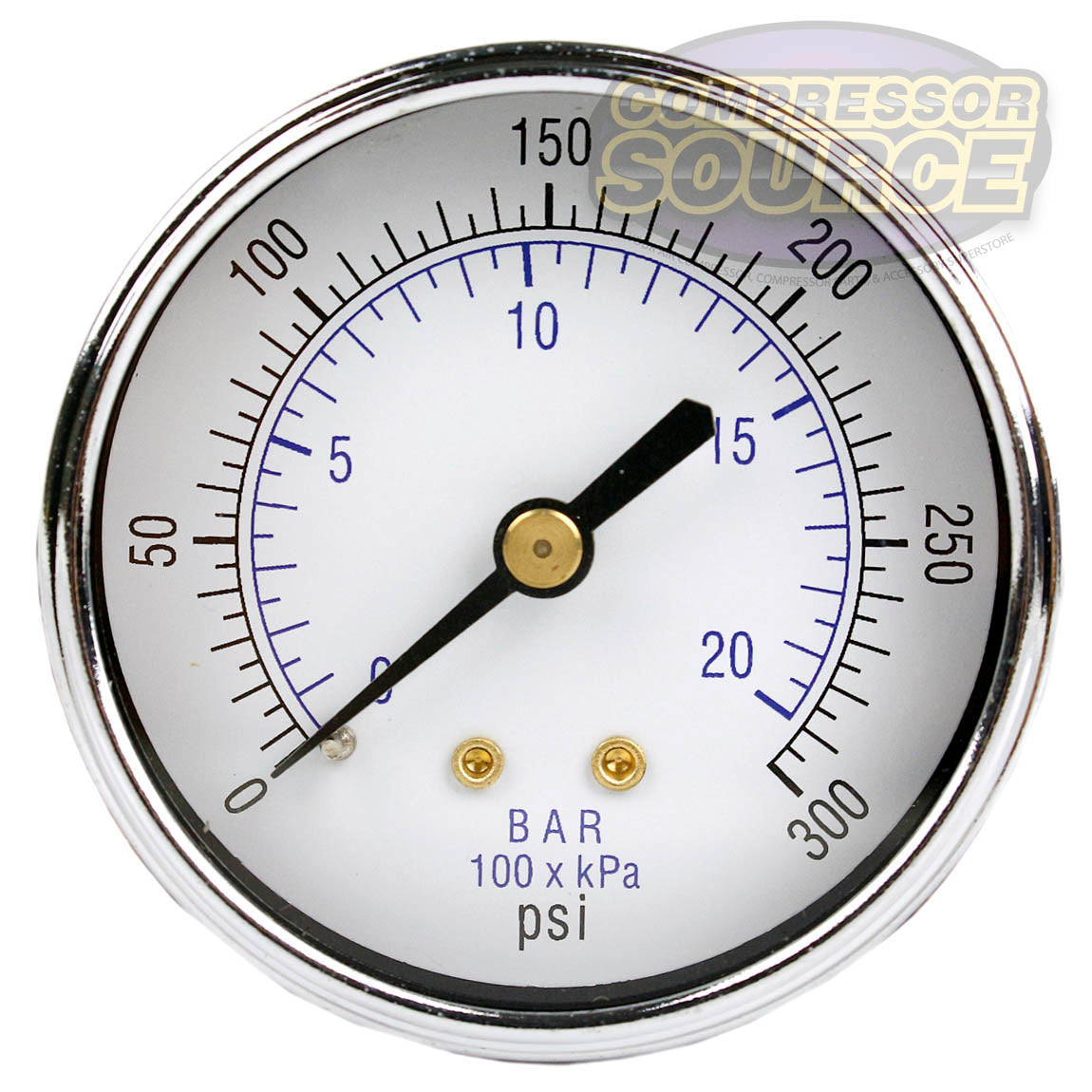 1/4" NPT 0-300 PSI Air Pressure Gauge Center Back Mount With 2.5" Face