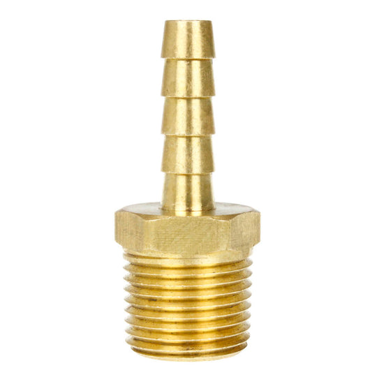 1/4" x 3/8" Hose I.D. x Male NPTF Rigid Hose Barb Adapter Solid Brass Fitting