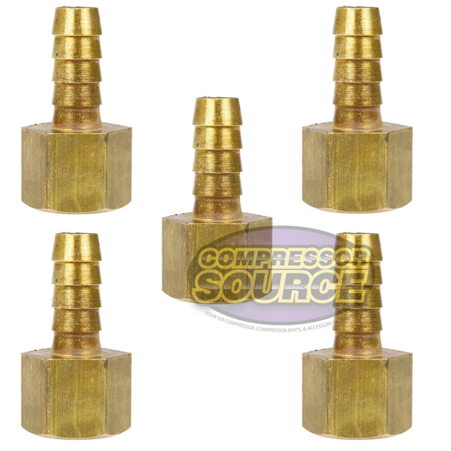 3/8" x 3/8" Hose Barb x Female Adapter 5 Pack Solid Brass Connector 221EEE-5Pack