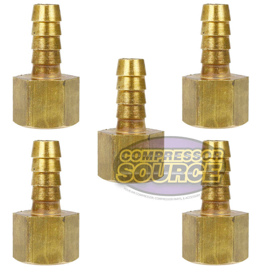 3/8" x 3/8" Hose Barb x Female Adapter 5 Pack Solid Brass Connector 221EEE-5Pack
