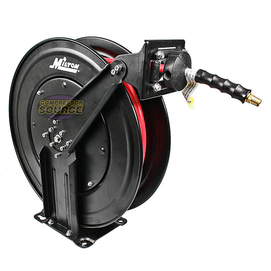 Milton 3/8" x 50' Steel Dual Arm Rubber Air Hose Reel Auto Retractable 2760-50D