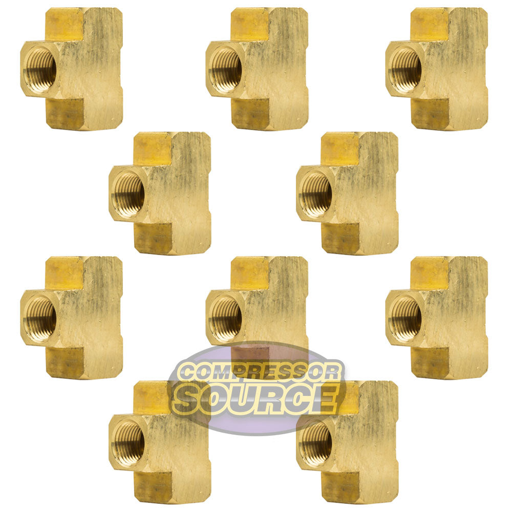 1/2" NPT Female Solid Brass Union Tee T Joint Pipe Hose Connector New 10-Pack