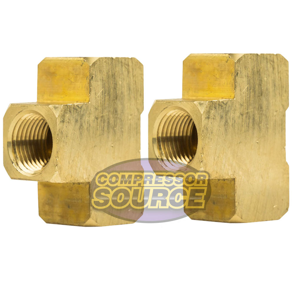 1/2" NPT Female Solid Brass Union Tee T Joint Pipe Hose Connector New 2-Pack