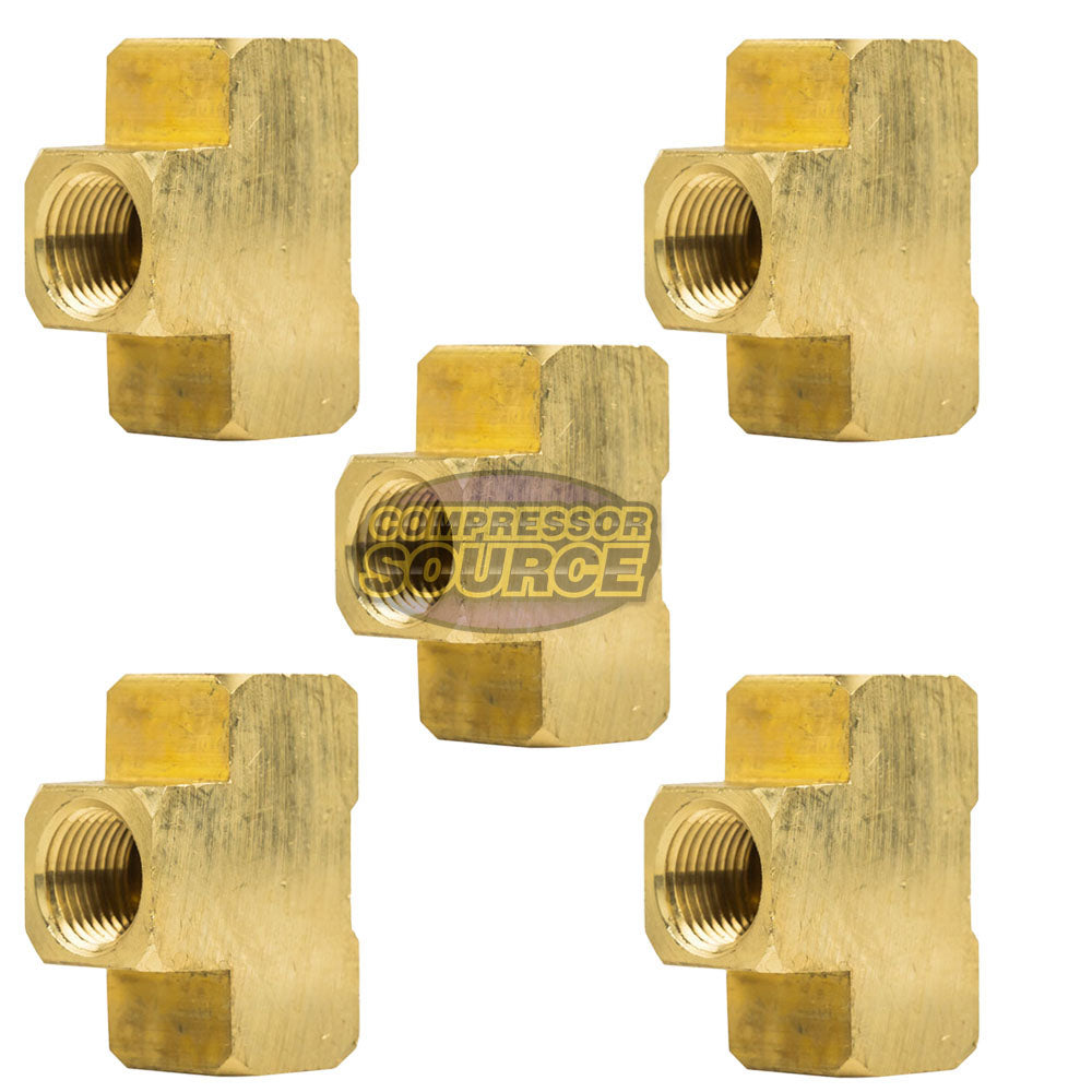 1/2" NPT Female Solid Brass Union Tee T Joint Pipe Hose Connector New 5-Pack