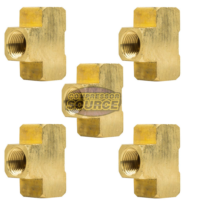 1/2" NPT Female Solid Brass Union Tee T Joint Pipe Hose Connector 5 Pack 28027