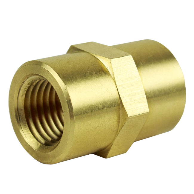 Five 1/4" NPT Female Solid Brass Pipe Unions Adapter Fitting WOG Solid Connector