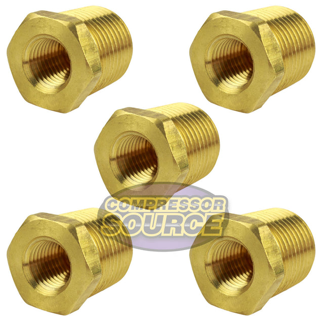 1/2" MNPT x 1/4" FNPT Solid Brass Bushings Reducer Fitting Adapter 28106 5-Pack