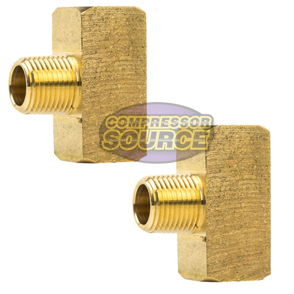 Male Branch Tee 1/2" Male NPT x 1/2" Female NPT Brass Union Tee Connector 2-Pack