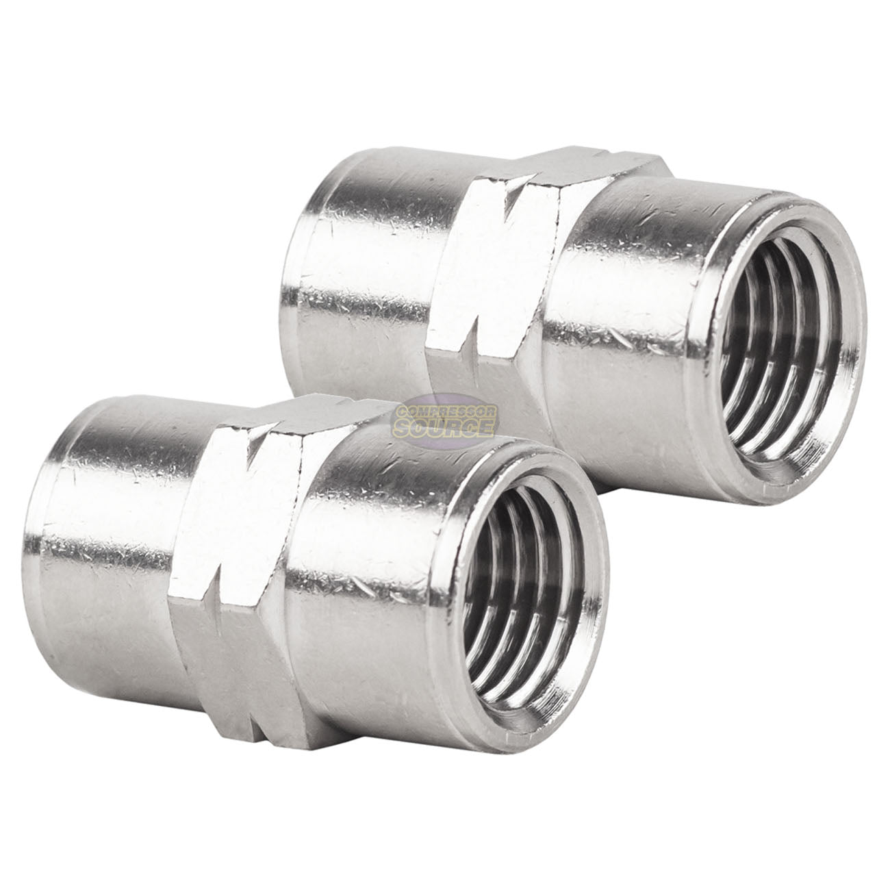 1/4" NPT Female Nickel Plated Brass Pipe Unions Adapter Fitting Connector 2 Pack