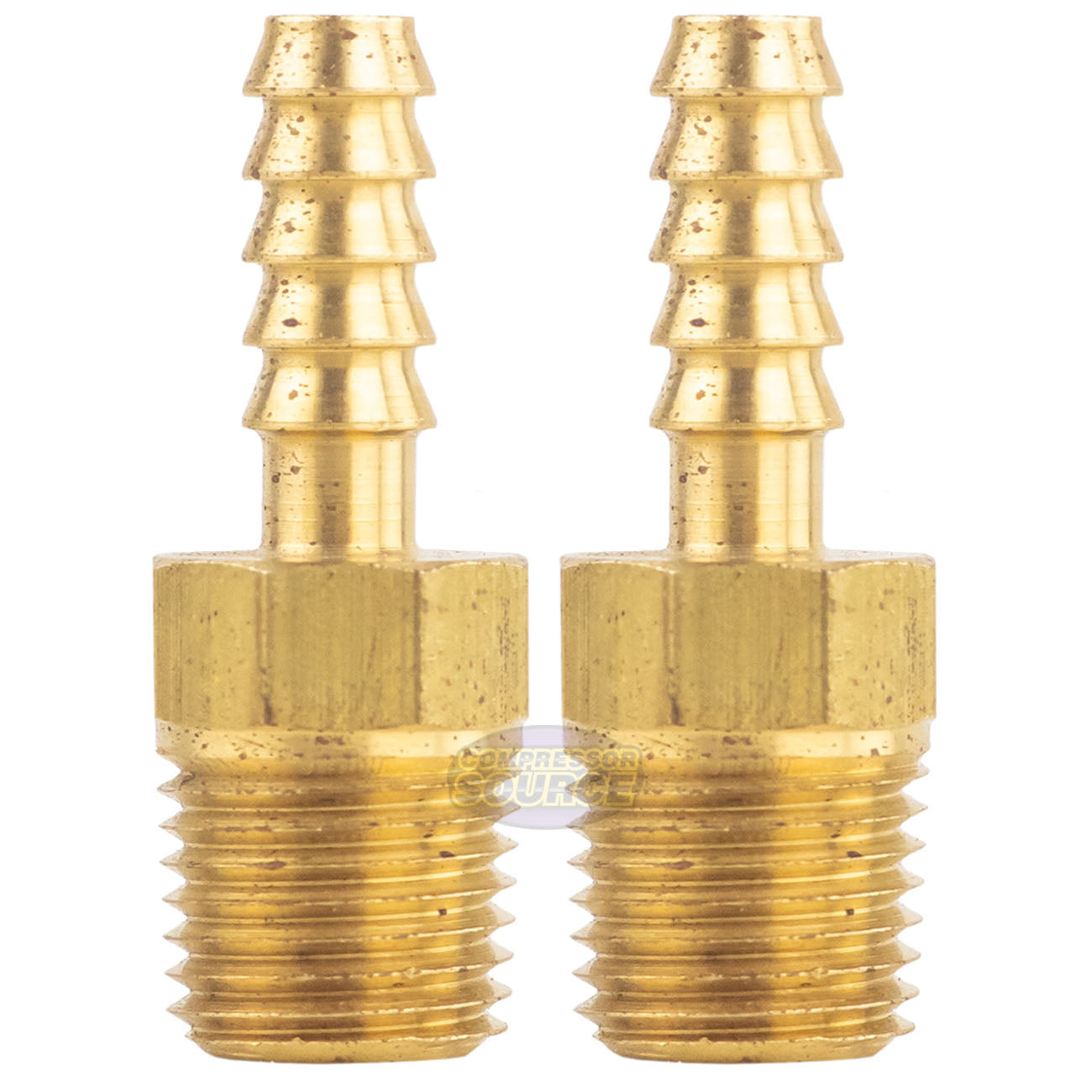 Brass Hose Barbs 1/4" Male NPT for 1/4" ID Hoses Barbed Fitting Air Fuel 2 Pack