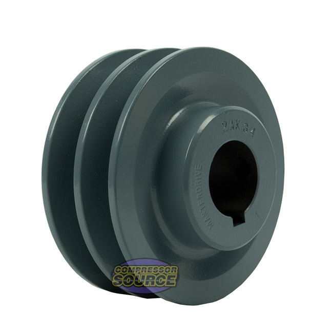 3.5" Double Groove Pulley fits A Section V-Belt 4L fits 1" Shaft 2AK34