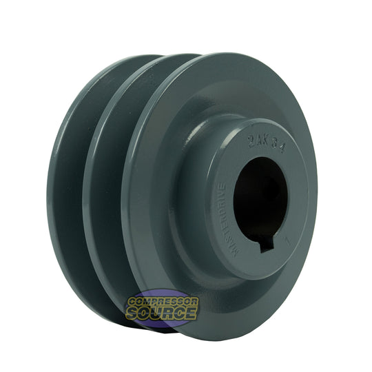 3.5" Double Groove Pulley fits A Section V-Belt 4L fits 1" Shaft 2AK34