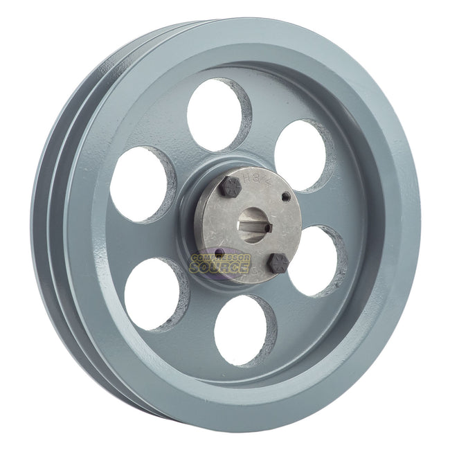 8.75" Double Groove Pulley fits B Section V-Belt 5L with 3/4" Sheave Bushing 2BK90H