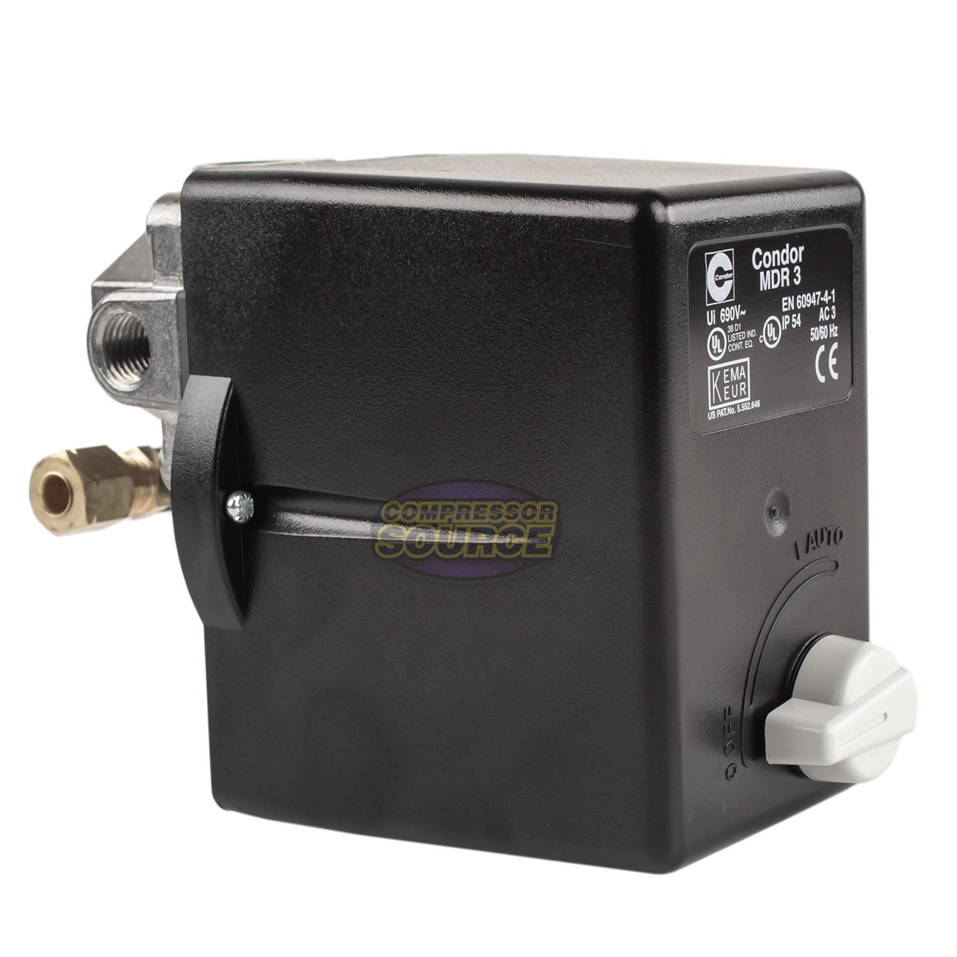 Condor MDR3/11 120-150 PSI 4 Port Pressure Switch Adjustable Overload 1/4" FNPT