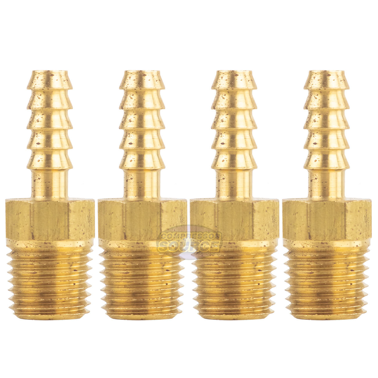 Brass Hose Barbs 1/4" Male NPT for 1/4" ID Hoses Barbed Fitting Air Fuel 4 Pack