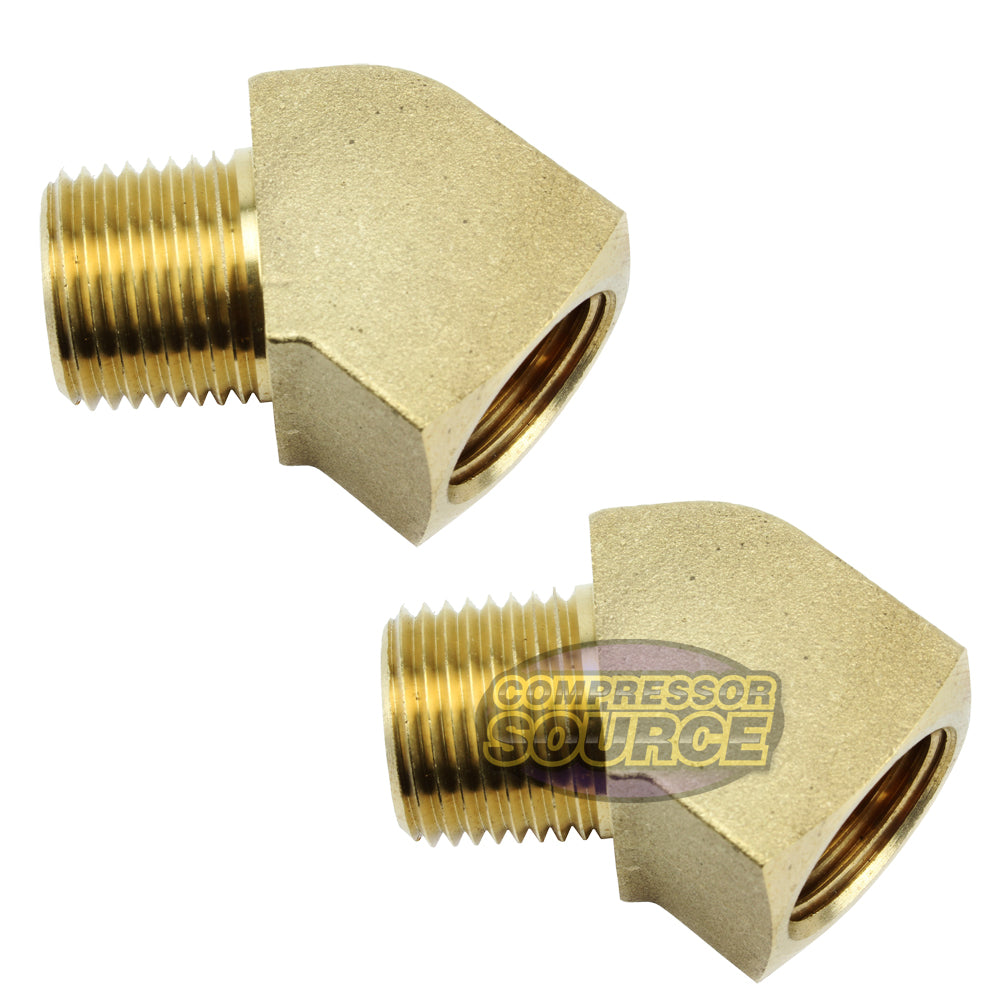 Rapid Air 45 Degree 1/2" NPT Pipe Thread Solid Brass Street Elbow Fitting 2-Pack