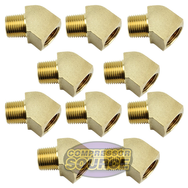Rapid Air 45 Degree 1/2" NPT Pipe Thread Brass Street Elbow Fitting 10-Pack