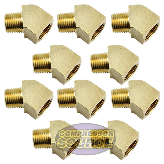 Rapid Air 45 Degree 1/2" NPT Pipe Thread Brass Street Elbow Fitting 10-Pack