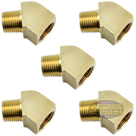Rapid Air 45 Degree 1/4" NPT Pipe Thread Brass Elbow Fitting USA 50130 5-Pack