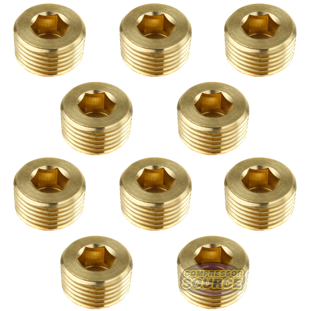 1/2"  Brass Male NPT Counter Sunk Head Plug Internal Hex Socket 50136 10-Pack