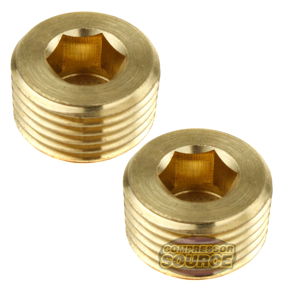 1/2"  Brass Male NPT Counter Sunk Head Plug Internal Hex Socket 50136 2-Pack