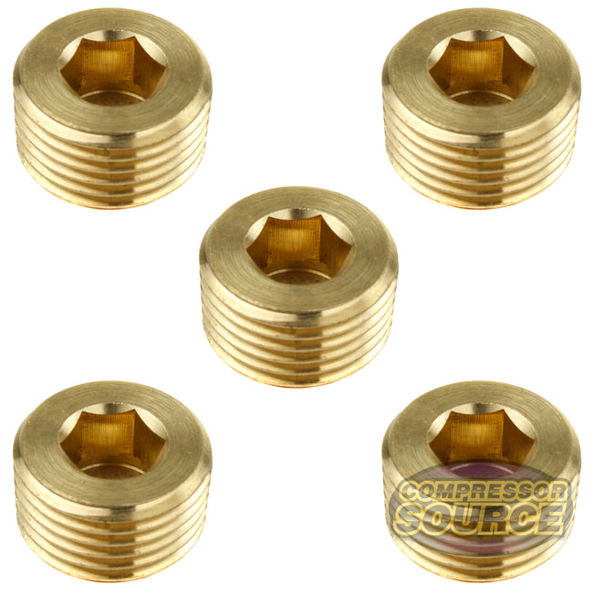1/2"  Brass Male NPT Counter Sunk Head Plug Internal Hex Socket 50136 5-Pack