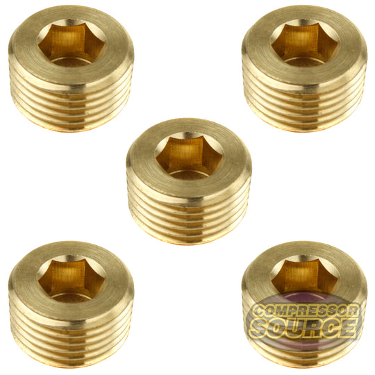 1/2"  Brass Male NPT Counter Sunk Head Plug Internal Hex Socket 50136 5-Pack