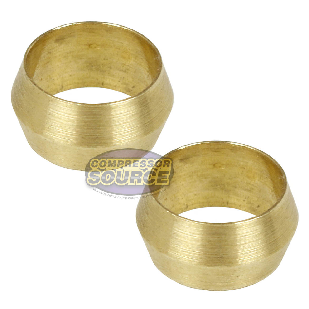 2 Pack 3/8" Compression Sleeve Solid Brass Ferrule for 3/8" Compression Tubing