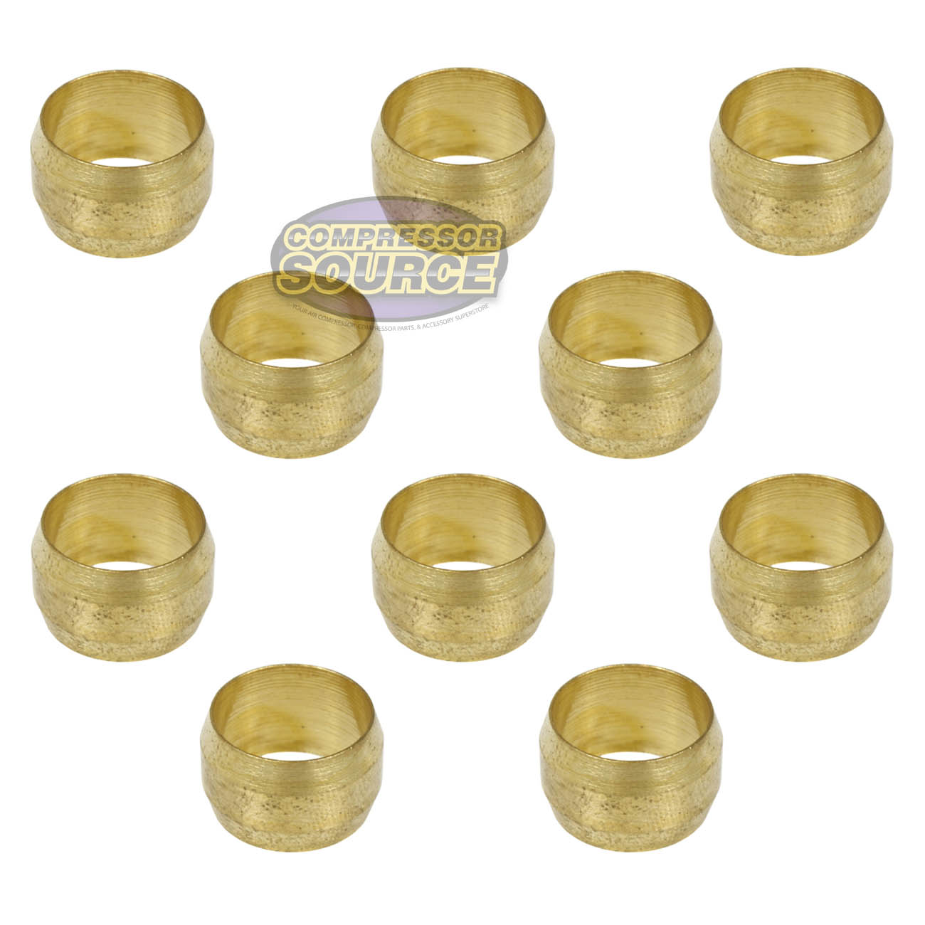 10 Pack 1/2" Compression Sleeve Solid Brass Ferrule for 1/2" Compression Tubing