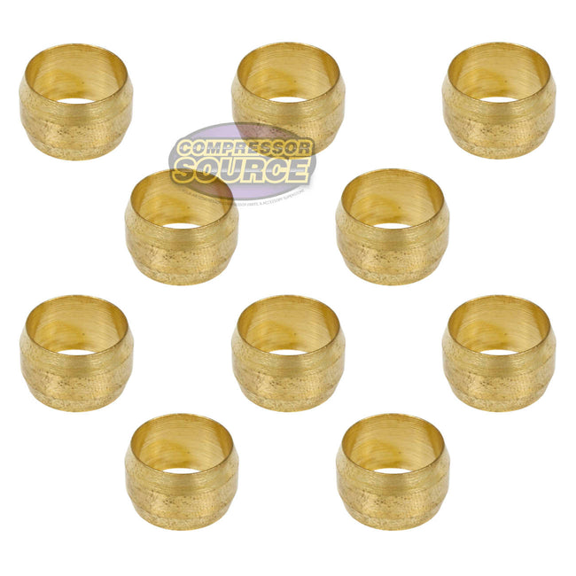 10 Pack 1/2" Compression Sleeve Solid Brass Ferrule for 1/2" Compression Tubing
