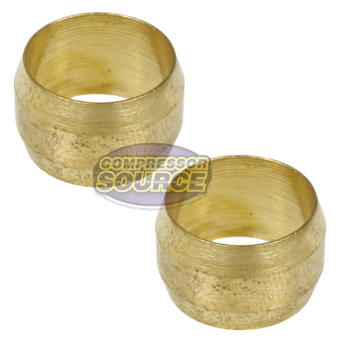 2 Pack 1/2" Compression Sleeve Solid Brass Ferrule for 1/2" Compression Tubing