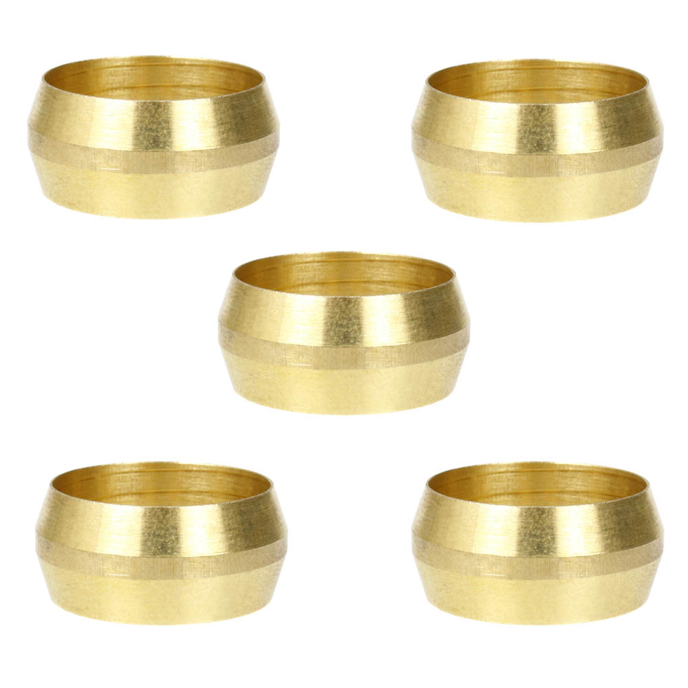 5 Pack 3/4" Compression Sleeve Solid Brass Ferrule for 3/4" Compression Tubing