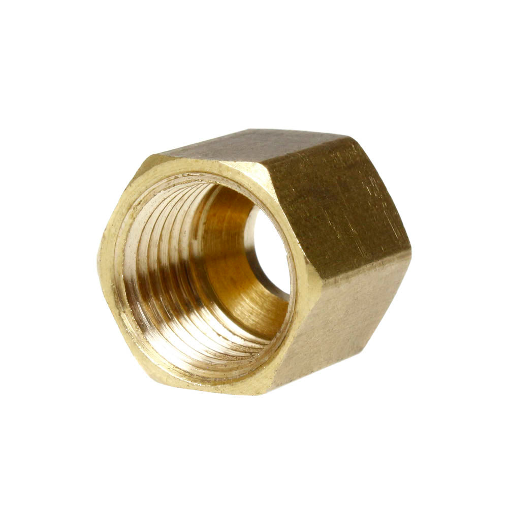 2 Pack 1/4" Compression Nut Hex Shape 7/16"-24 Thread Size Solid Brass Fitting