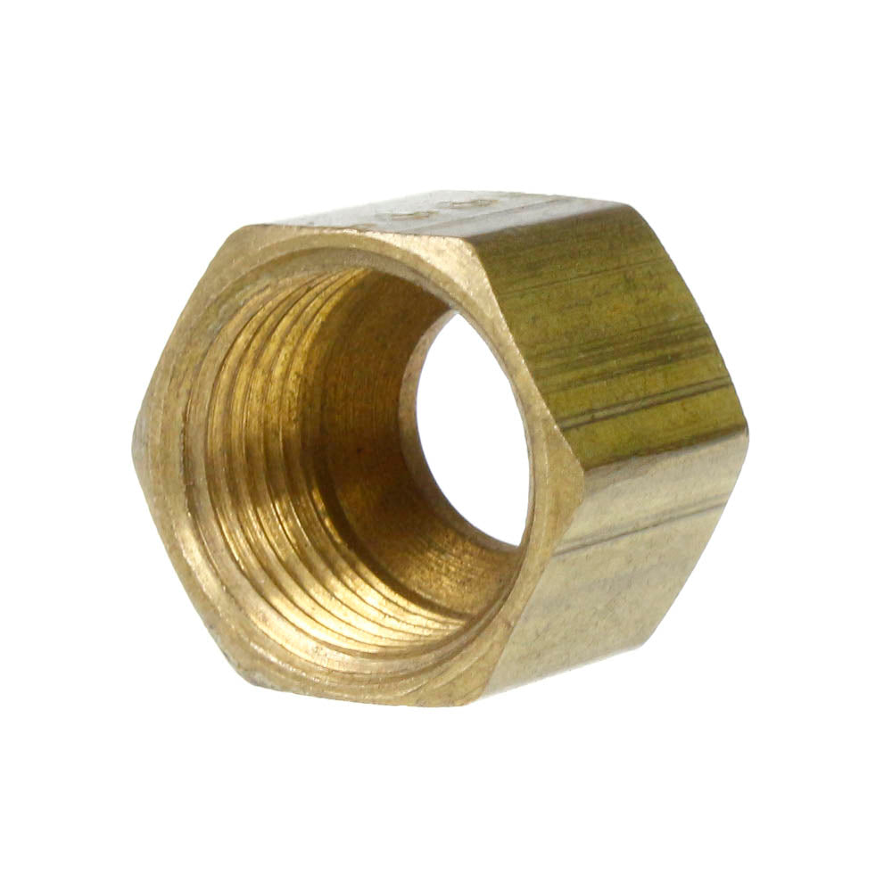 2 Pack 5/16" Compression Nut Hex Shape 1/2"-24 Thread Size Solid Brass Fitting