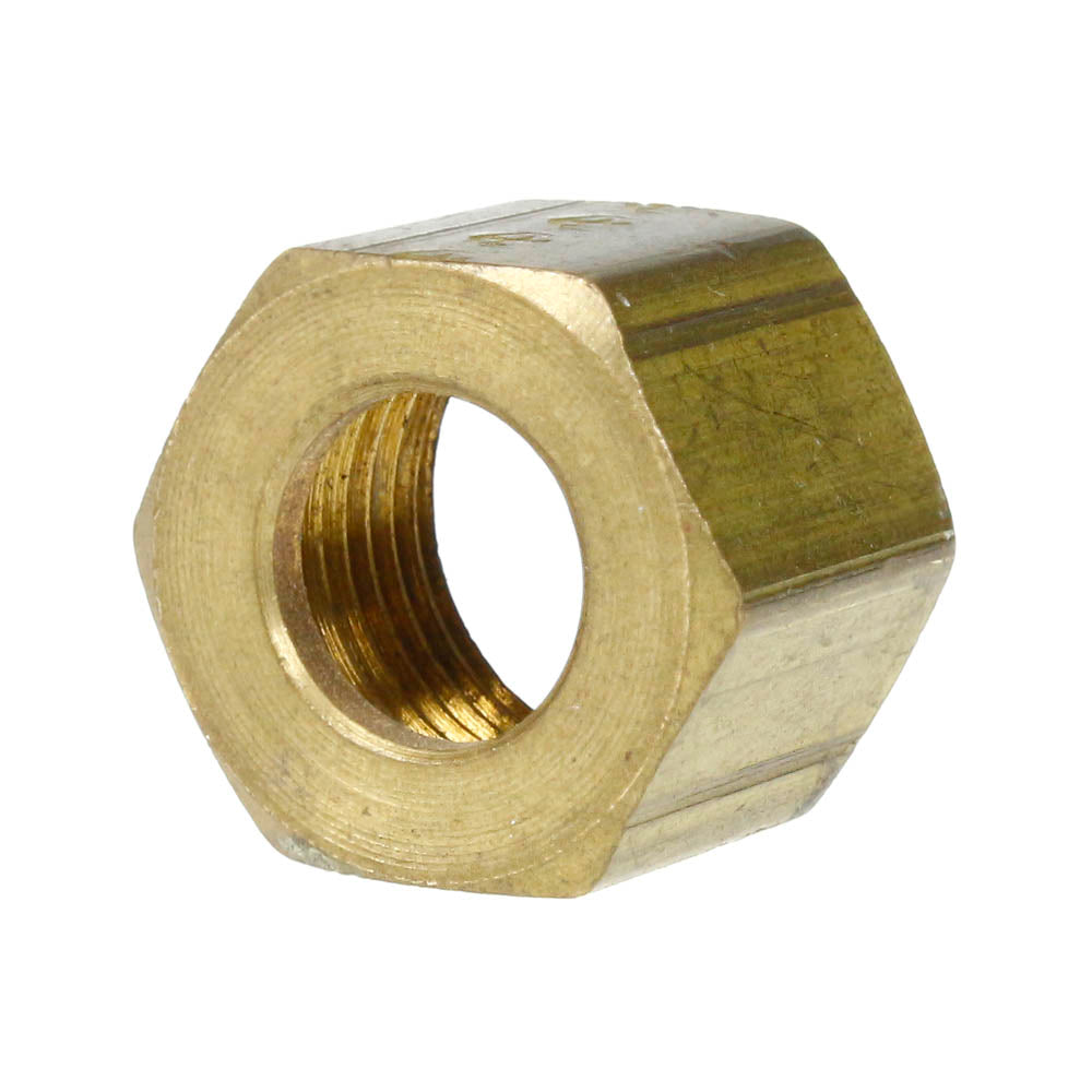 2 Pack 5/16" Compression Nut Hex Shape 1/2"-24 Thread Size Solid Brass Fitting