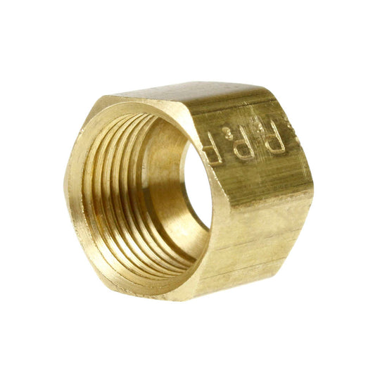 3/8" Compression Nut Hex Shape 9/16"-24 Thread Size Solid Brass Fitting 61E