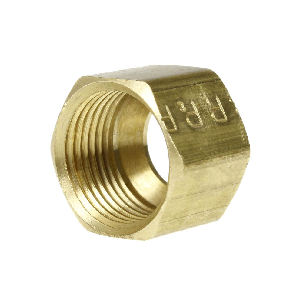 2 Pack 3/8" Compression Nut Hex Shape 9/16"-24 Thread Size Solid Brass Fitting