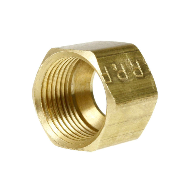 2 Pack 3/8" Compression Nut Hex Shape 9/16"-24 Thread Size Solid Brass Fitting