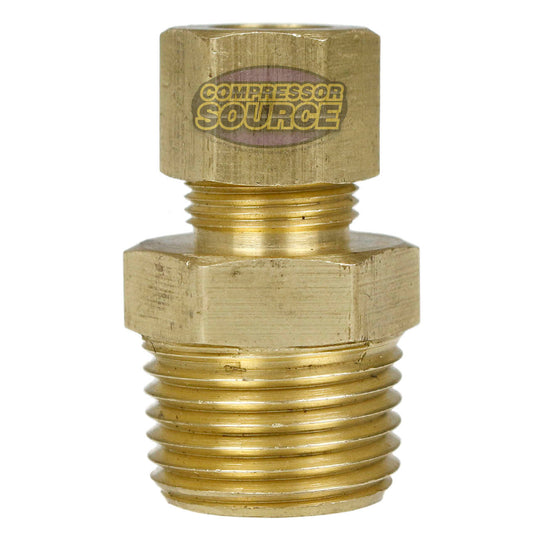 1/2" Male NPTF x 3/8" OD Compression Tube Adapter Solid Brass Pipe Fitting 68EF