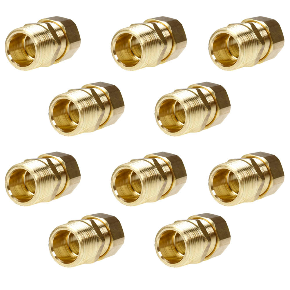 3/4" x 3/4" Tube OD x Male NPTF Compression Adapter Solid Brass Fitting 10-Pack